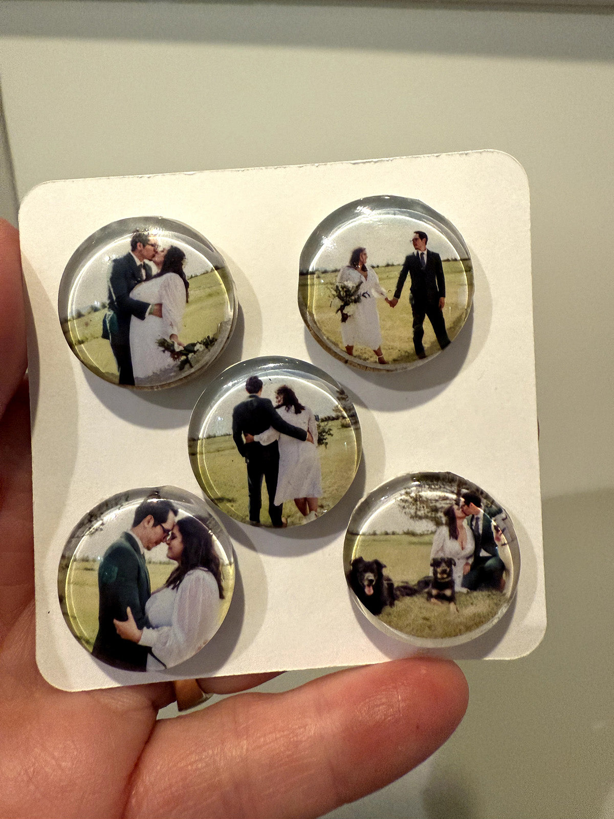 Glass Photo Memory Dot Magnets - Set of 5