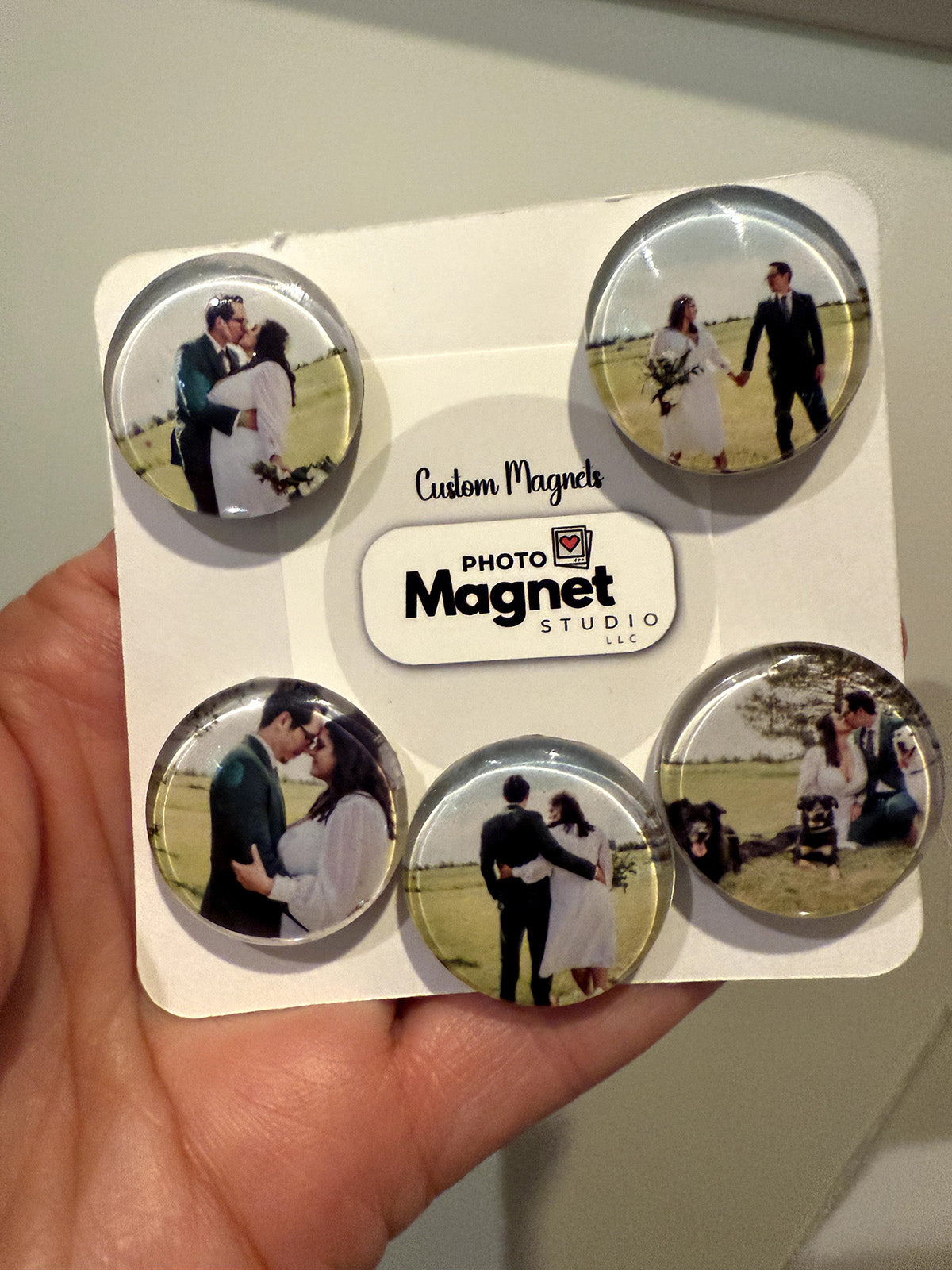 Glass Photo Memory Dot Magnets - Set of 5